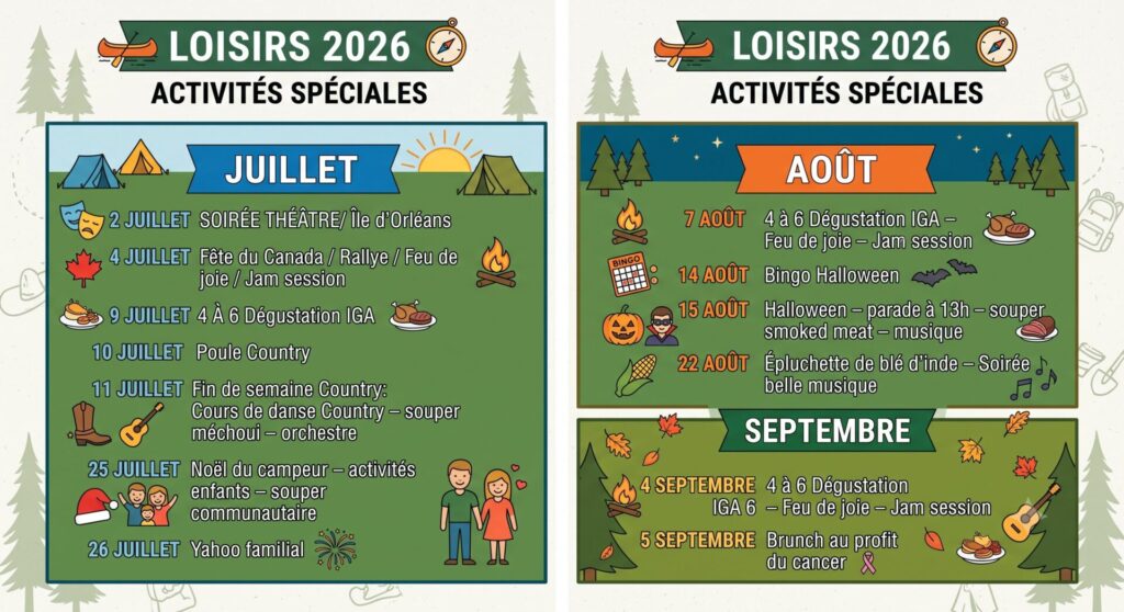Calendrier d'activités 2026